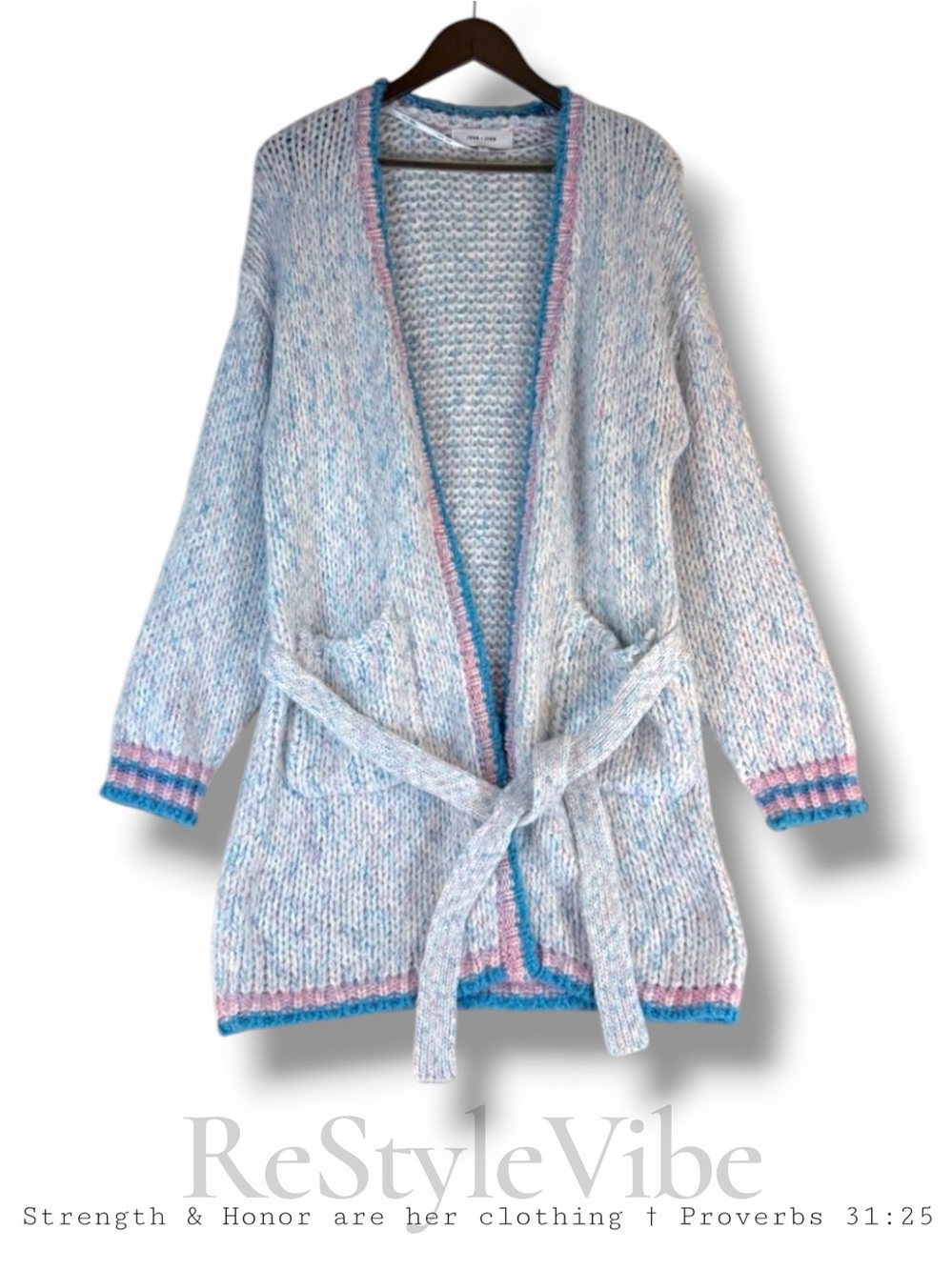 JOHN + JENN Women’s Size S Cardigan Sweater Open Front W/ Tie Pockets